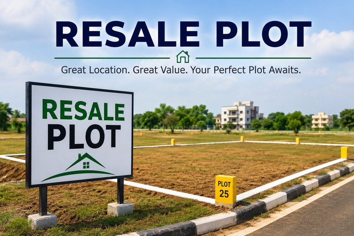 An open resale plot with its boundary marked
